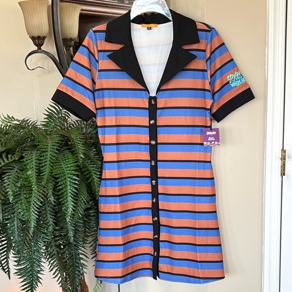 Brand New Unique Vintage Scooby Doo x Smak Parlour Striped Button Down Dress - Picture 15 of 15